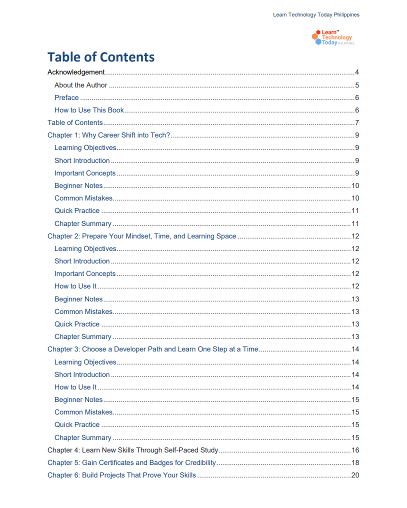 PDF preview image 1 for Steps to Career Shift into Tech