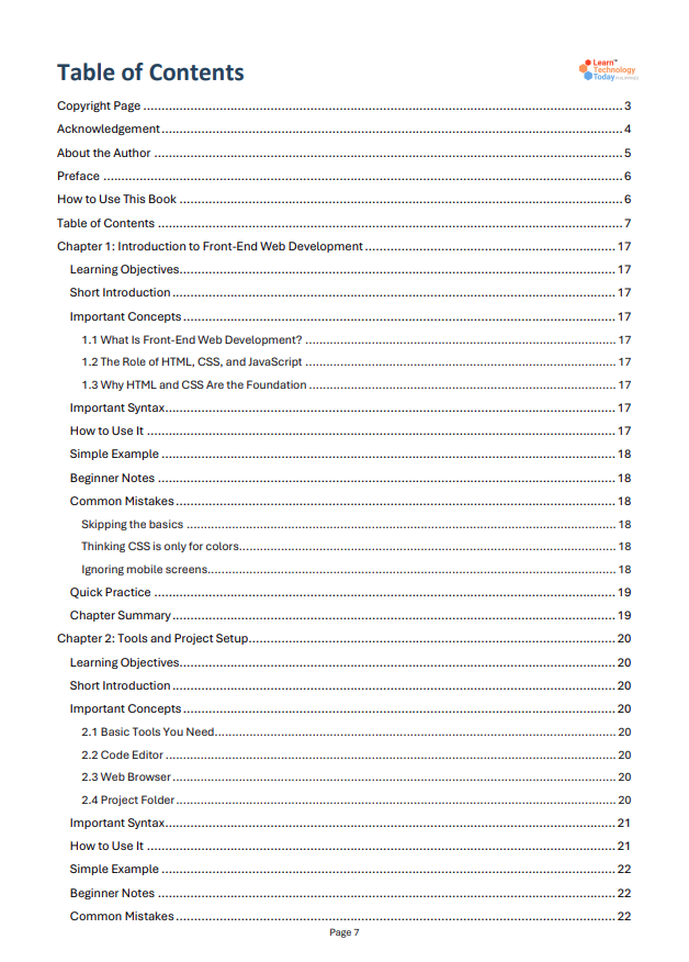 PDF preview image 2 for HTML and CSS Foundations for Web Development